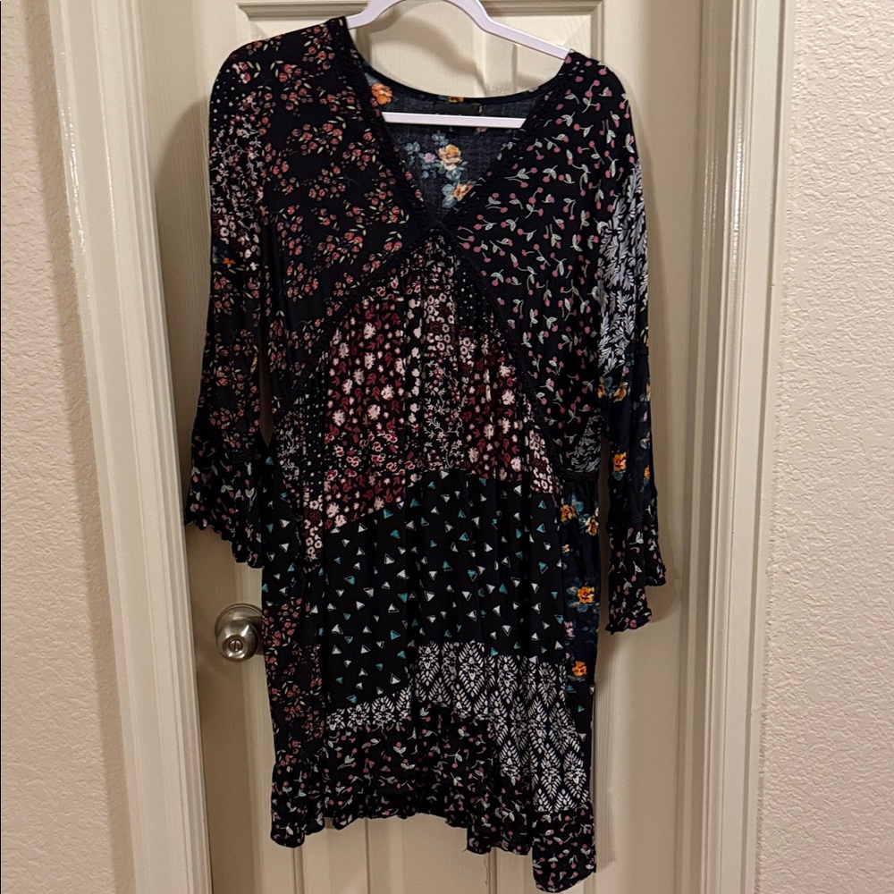 Black / multicolored Boho style dress